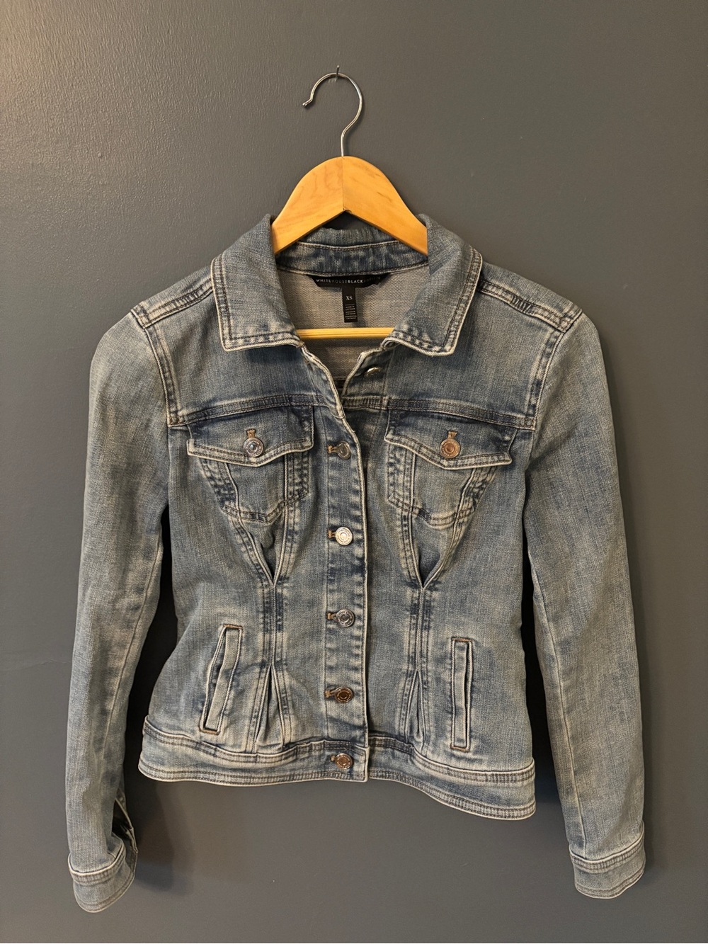 White House Black Market Denim Seamed Jacket